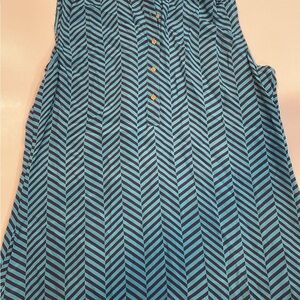 Banana Republic Teal and Navy Chevron Top